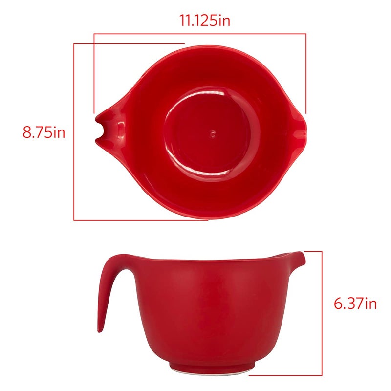 Glad Mixing Bowl with Handle â€“ 3 Quart | Heavy Duty Plastic with Pour Spout and Non-Slip Base | Dishwasher Safe Kitchen Supplies for Cooking and Baking, Red - Image 4